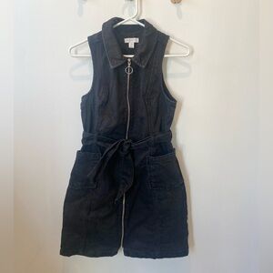Topshop Black Denim Sleeveless Zip-Up Dress